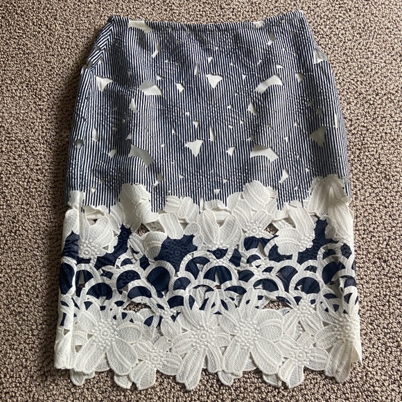 J.O.A navy white laser cut skirt - Picture 3 of 6